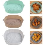 3 pi�ces accessoire air fryer (20cm), pot en silicone pour friteuse � air, r�utilisable air fryer silicone ...