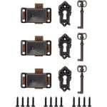 3 pi�ces antique serrure meubles, serrures r�tro avec cl�s, ensemble de serrure antique, pour bo�tes ...