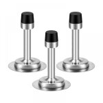 3 pi�ces arr�ts de portes, 2 in 1 but�e de porte murale adh�sive acier inoxydable avec noir caoutchouc ...