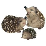 3 pi�ces figurine d�corative h�risson, b�b� h�risson dans une feuille, statue r�aliste de h�risson en ...