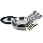 3 po�les 20 24 cm et 28 cm inox 18 / 10 triply et couvercle fackelmann vita3