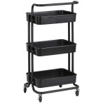 3 tiers desserte de cuisine chariot de cuisine - noir