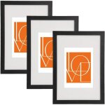 3 x cadre photo avec passe - partout en mdf d�coration murale, 30x40cm noir br9650sz - 3 - woltu