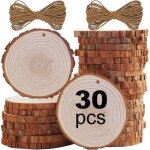 30 pcs rondin de bois naturel 6 - 7cm rondin de bois deco - rondelles bois en rond avec trou rondelle ...