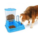 3028 distributeur automatique de croquettes + eau avec double bol chien et chat couleur: bleu