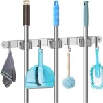 304accroche balai mural, porte balais mural avec 3 emplacements et 4 crochets, support balais mural amovible ...