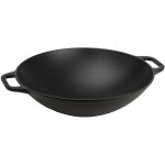 30926 wok en fonte maille induction 35, 5cm, convient pour le feu, barbecue, four noir - victoria
