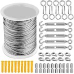 30m kit de corde c�ble en acier inoxydable, cable m�tallique, c�ble inox avec tendeur et crochets pour ...