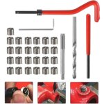 [jamais utilis�] 30pcs kit reparation filetage m6 inox foret h�lico�dal cl� hexagonale insert filetage ...