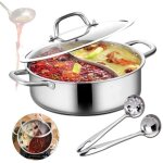 32cm diam�tre po�le double encens en acier inoxydable 304 marmite avec couvercle cuill�re � soupe + cuill�re ...
