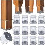32pcs protection pied de chaise carr�, protege pied de chaise silicone, grand patin chaises en transparent ...