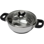 331974 faitout 24 cm inox + couvercle verre saphir bakelite - baumalu