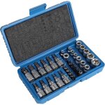 34 pi�ces coffret douilles torx femelle, torx int�rieur et ext�rieur e4 - e20 3 / 8'', t10 - t60 3 / ...