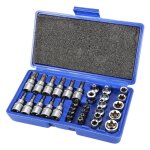 34 pices coffret de douille torx, douille pour vis torx mles et femelles / cl douille intrieur extrieur ...