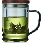 350ml tasse � th� en verre avec infuseur et couvercle, tasse � th� en verre de borosilicate r�sistante ...