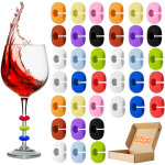 36 marqueurs verre silicone r�utilisables vin champagne martini festifs