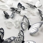 36 pi�ces 3d color� papillon cristal stickers muraux avec adh�sif art decal papier satin papillons b�b� ...