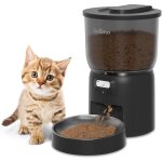 3l distributeur croquettes chat automatique, minuterie programmable fonction d'enregistrement, avec bol ...