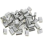 (3mm)50 pi�ces manchons doubles en aluminium, 3mm c�ble acier manchons, clips de manchon de boucle de ...