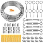 3mm corde en acier inoxydable 20m, kit de cable acier suspendre, 304 c�ble en acier inoxydable kit avec ...