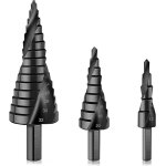3pcs foret �tag� 4 - 12 / 20 / 32mm, foret fraise meche etage, inox metal, triangle conique titane, pour ...