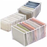 3pcs organisateur de tiroir, bo�te de rangement en filet pliable, organisateur de jeans � 7 compartiments, ...