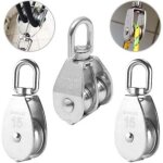 3pcs poulie double inox pivotant double poulie, poulie de levage rouleau de chargement, poulie en acier ...