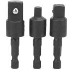 3pcs power drill pocket set metal hex shank impact driver adaptateur � 360 degr�s rotation noir