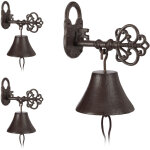 3x cloches porte sonnette fonte, cl� et cadenas, charme nostalgique, pour maison et jardin, rustique, ...