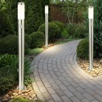 3x lampes sur pied ext�rieures en acier inoxydable projecteurs de patio lumi�res de parc d�tecteurs de ...
