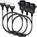 3x luminaire suspendu - douille avec circuit botier noir avec cble 3, 5m vis bague filete - lampe ...
