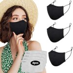 3x masques faciaux rutilisables noirs + 4x filtres