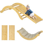4 en 1 arche escalade enfants, chaise � bascule, rampe d'escalade double face et coussin, 168x49, 5x39, ...