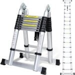 4. 4m(2. 2 + 2. 2) chelle tlescopique , echelle pliante 2 en 1, escabeau tlescopique en aluminium, ...