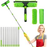 4, 5m r�glable lave vitre telescopique, raclette vitre telescopique avec balai en silicone et brosse ...