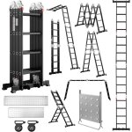 4, 7 m �chelle multifonction 7 en 1 teeno, 4x4 marches, �chelle pliante en aluminium avec 2 plateformes, ...