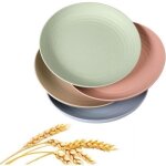4 assiettes plates en paille de bl� - l�g�res et durables, pas faciles � casser - assiettes � salade ...