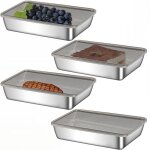 4 bo�tes conservation acier inoxydable avec couvercle herm�tique, pour cuisine et cong�lateur