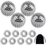 4 boules d'acupression magn�tiques et 8 anneaux de massage, balle de massage abs, balles picot�es pour ...