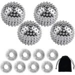 4 boules d'acupression magn�tiques et 8 anneaux de massage, balle de massage abs, balles picot�es pour ...