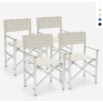 4 chaises de plage pliables portables textilne aluminium regista gold - gris