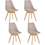 4 chaises tulipes salle � manger scandinaves bm home salle de bureau, pieds en bois de h�tre massif, ...