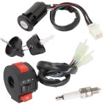 4 fils cl� de contacteur d'allumage avec capuchon + nterrupteur de d�marrage gauche 3 fonctions + bougie ...
