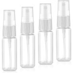 4 flacons spray vides 20 ml ? plastique transparent r�utilisables pour lotion, parfum, shampooing