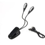 4 led lampe pupitre musique, mini liseuse double tte rglable pince livre lumire e reader light usb ...