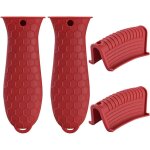4 manchons silicone rouge ? poign�es chaudes ? woks / po�les fonte ? protection chaleur
