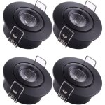 Jusch - 4 mini spot encastrable led plafond spot encastr� lampe 1w blanc chaud 3000k pour vitrine, plafond, ...