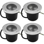 Rhg 4 pack 3w ip65 spot led encastr� ext�rieur 270 lumen rond led terrasse downlight lampe d'�clairage ...