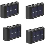 4 pack lampes solaires ext�rieures, blanc chaud applique murale led ip65 �tanche haut et bas pour jardin ...