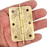 4 pcs embossed brass hinges decorative flap hinges with flower patterns for wooden chest trunck cabinet ...